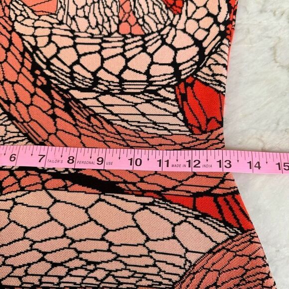 Issa London Orange Patterned Jacquard fit and flare Skater Dress size M - Picture 7 of 8